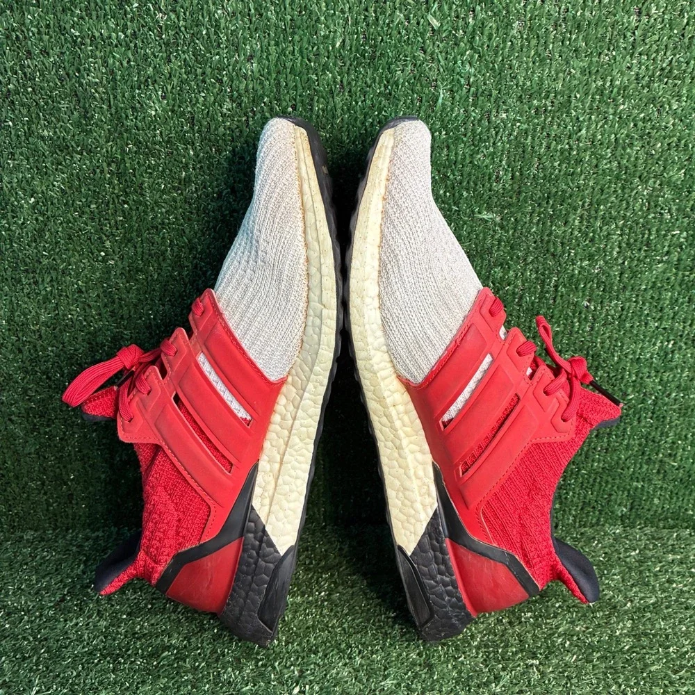 Adidas UltraBoost 4.0 Athletic Running Sneakers White Scarlet Red Black Mens 12